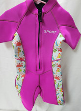 Sport Kids Girl Wetsuit Neoprene Rash Guard Front Zipper Surf Suit, Pink, XXS