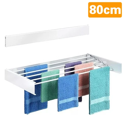 80CM Foldable Clothes Drying Rack Wall Mounted Clothes Drying Rack Holds 40lbs H - Picture 3 of 10