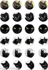 24x PRECUT BLACK CAT/KITTEN RICE/WAFER PAPER CUP CAKE TOPPERS