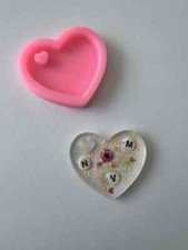 HEART Shaped SILICONE MOULD 4 RESIN PENDANT KEYRING Charm UK STOCK