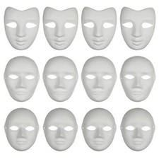 12 Pcs Full Face White Mask DIY Mask Dance Cosplay Masquerade Party Mask