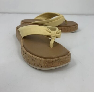 Nordstrom Antonella Platform Leather Flip Flop In Yellow Size NIB