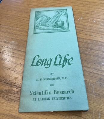 #ad Vtg Booklet Long Life HE Kirschner Scientific Research at Leading Universities $8.06