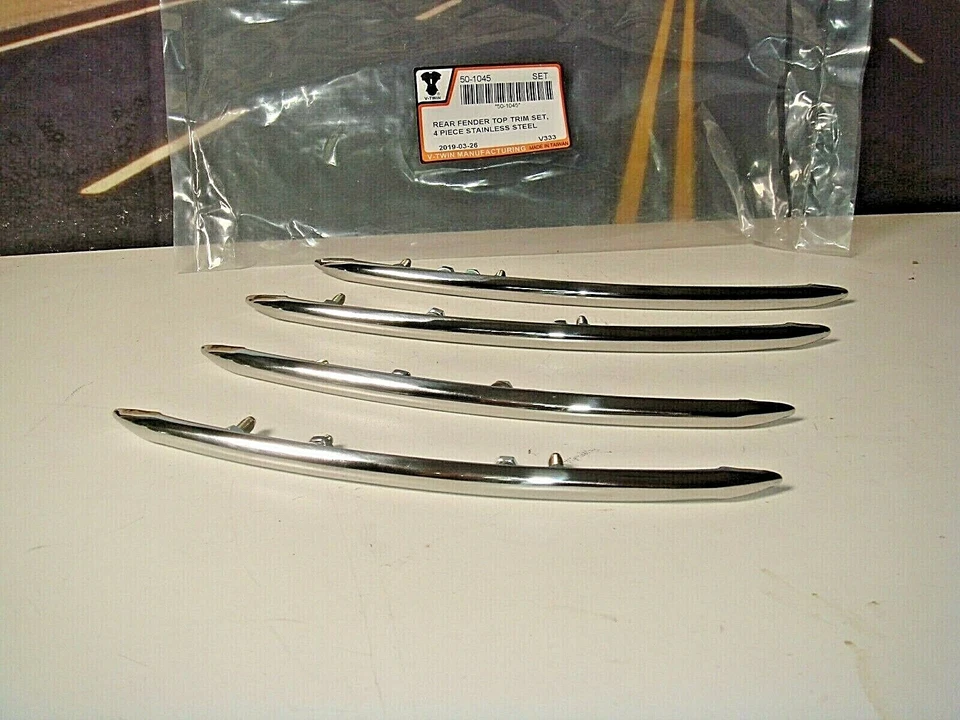 Juego de molduras para guardabarros trasero Harley FL 1949-1957 tapa acero inoxidable V-Twin 50-1045 S3 Foto 2 de 4