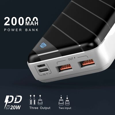 Powerbank 20000mah Qc Pd 3.0 Fast Charging Portable External Battery Led Display