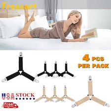 4Bed Sheet Fasteners Adjustable Elastic Suspenders Straps Mattress Covers Clips