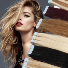 Invisible Tape In Skin Weft Remy Human Hair Extensions 40PCS Thick 100G BALAYAGE