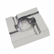 Cigar Ashtray Brushed Aluminum 6" Square 4 Rests Modern Style 