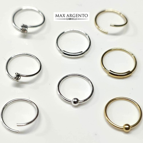 8 PIERCING CERCHIETTO NASO ARGENTO 925‰ CARTILAGINE TRAGO ORO & ARGENTO - Foto 3 di 4