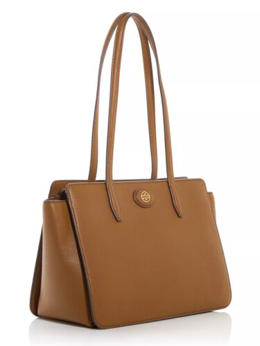 NWT TORY BURCH $398 ROBINSON BISTRO BROWN PEBBLED LEATHER TOTE BAG - Picture 3 of 7