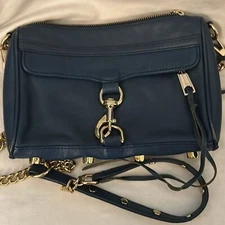 Rebecca Minkoff mini M.A.C crossbody in blue with gold hard ware
