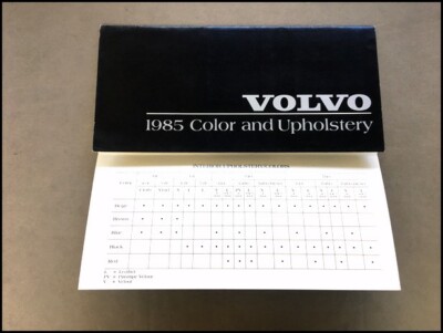 1985 Volvo Color Paint and Upholstery Car Guide Brochure