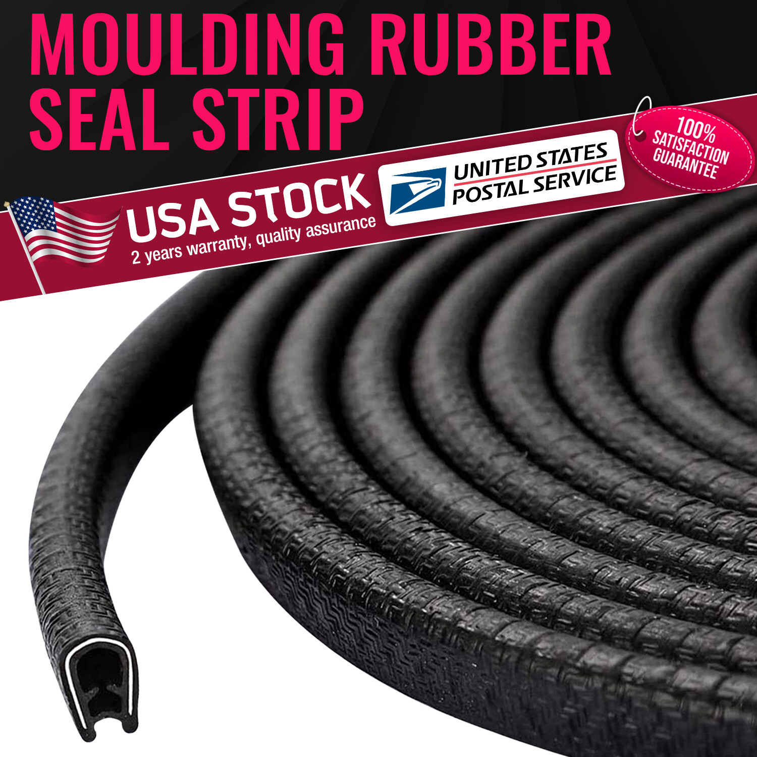 2PCS Rubber U Channel Edging Trim Seal Door Window Edge Protector Strip U-shape