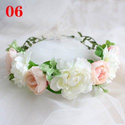 Flowers Headband Head Garland Hair Band Crown Wreath Festival Boho Beach Wedding - Picture 27 of 49