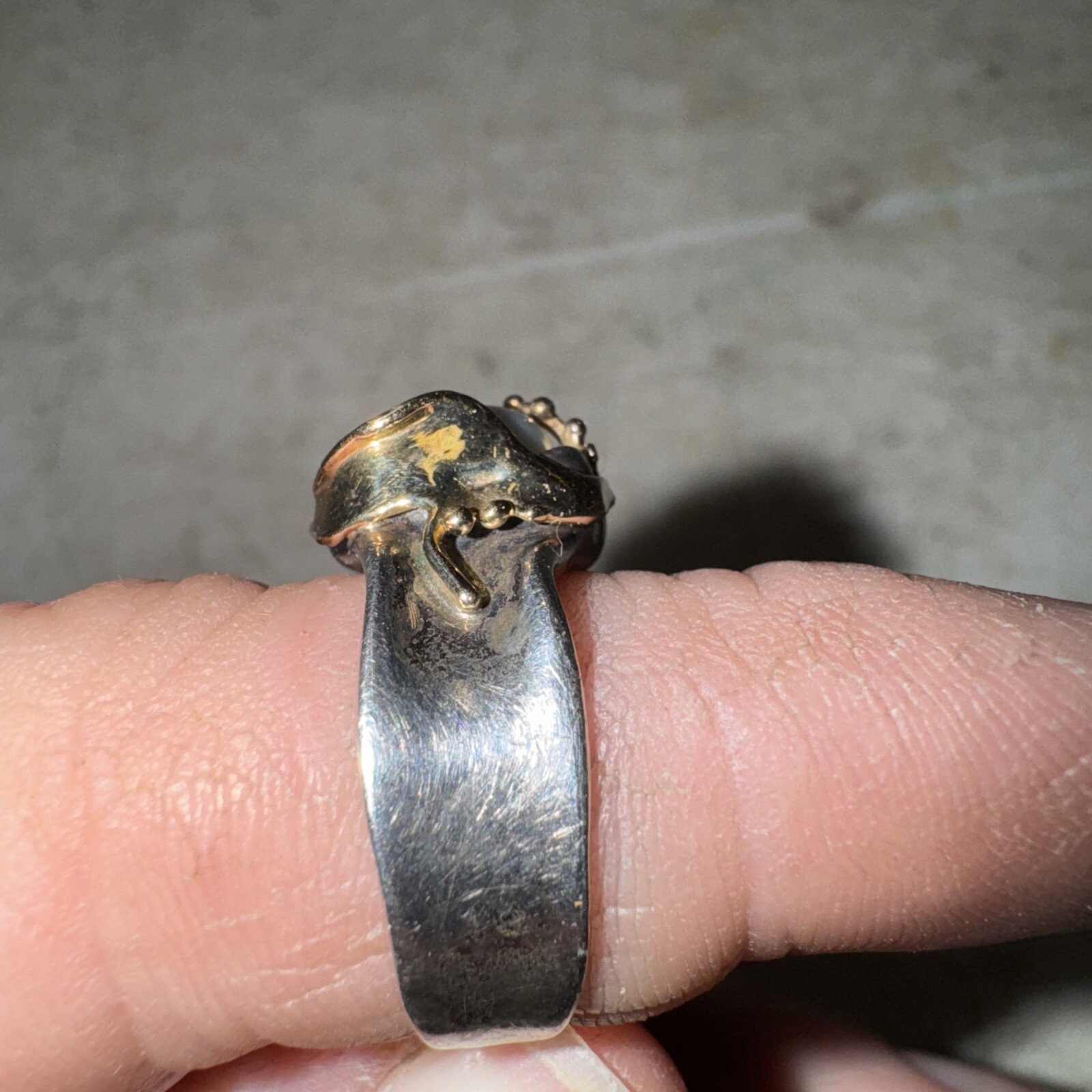 Vintage Pearl /Silver/Gold Ring Marked 925/ 14k. Unsure Of Size Read*