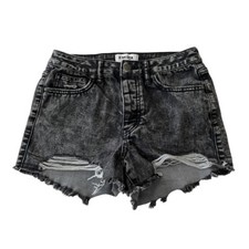 Womens RSQ Size 26 Black Vintage High Rise Denim Shorts Cut Off