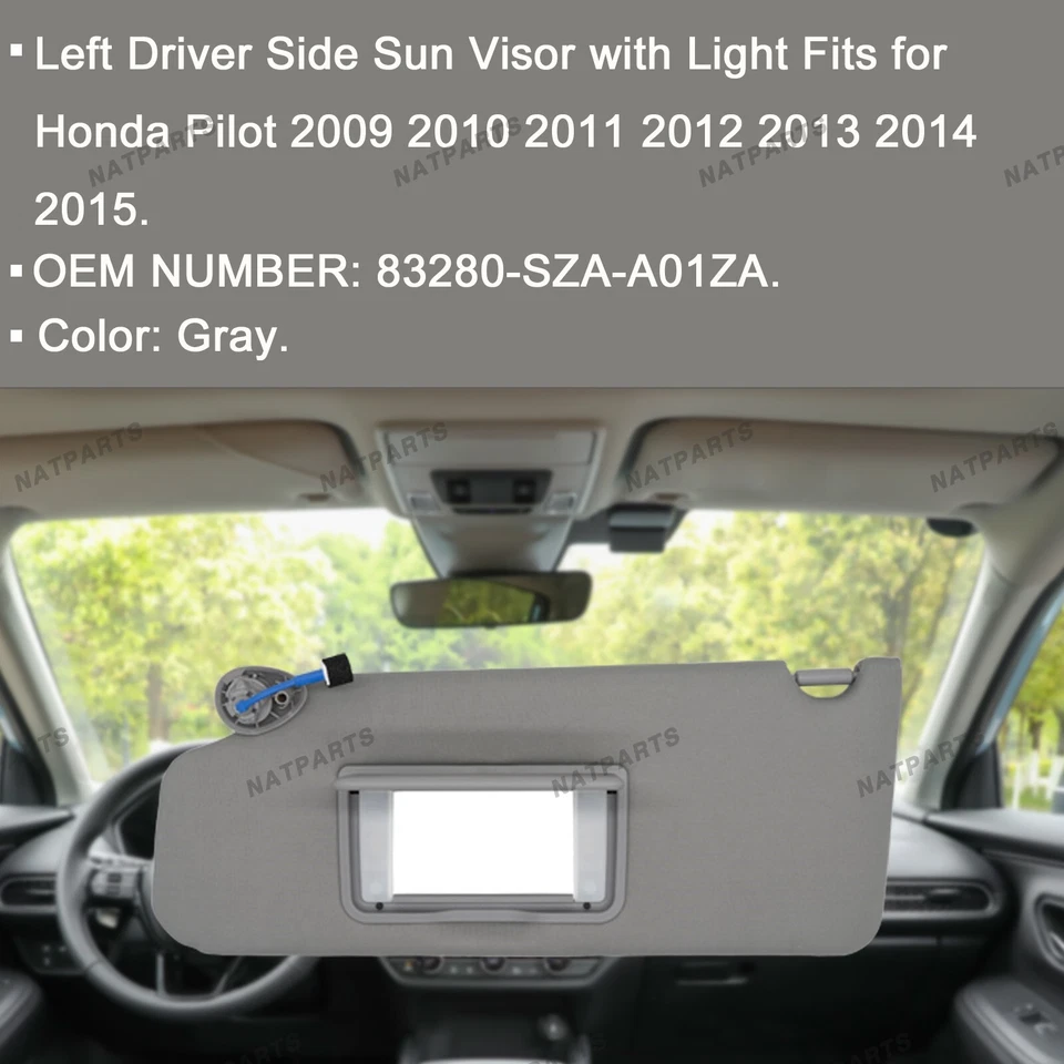 Parasol lado conductor izquierdo con luz para Honda Pilot 2009-2015 83280SZAA01ZA Foto 2 de 4