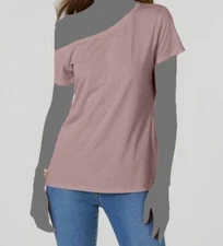 Inc International Concepts Women's Pink One-Shoulder T-Shirt Top Size XS