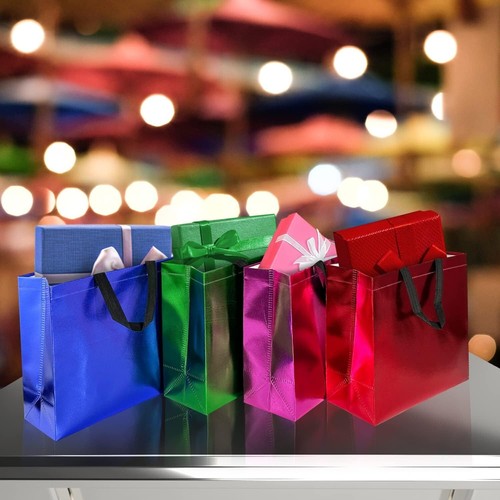 Große Geschenktüten 18 Stück mit Taschentüchern wiederverwendbar metallic glänzend Geburtstag Party - Bild 7 von 7