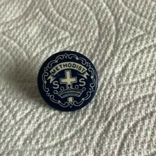 1895 Methodist Vintage Pinback Religious Pin Button Littles System Cross & Crown
