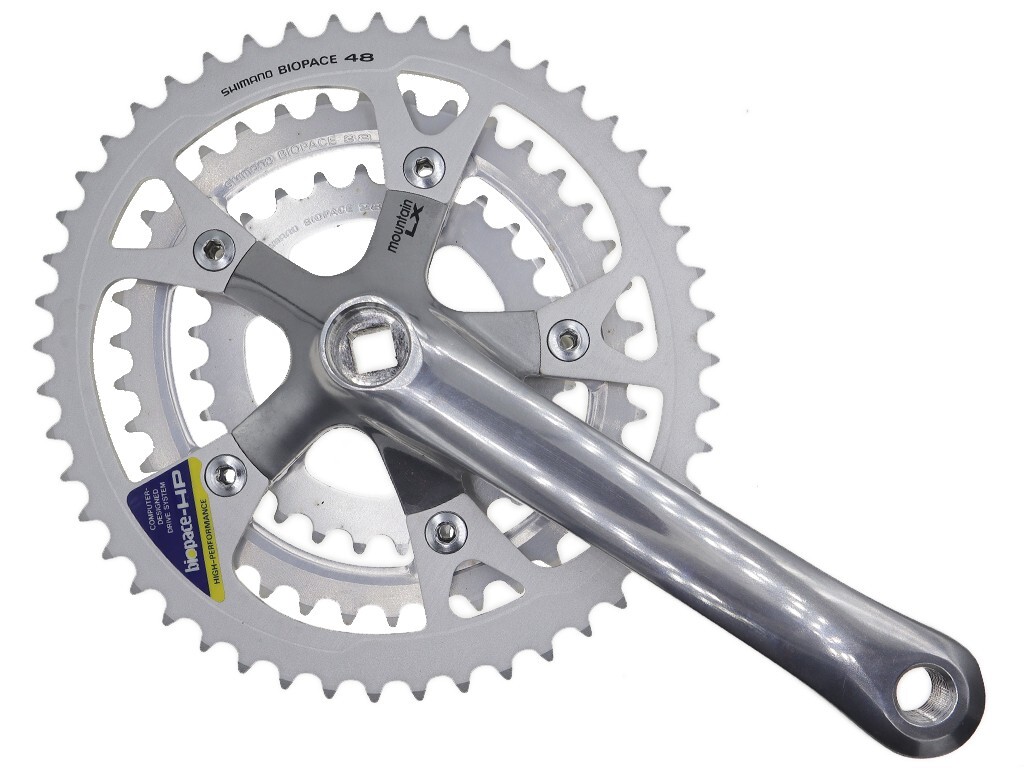 80s! Shimano Mountain LX FC-M452 Triple Biopace Bike Crankset 48