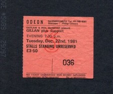 1981 Ian Gillan Budgie Concert Ticket Stub Hammersmith UK Future Stock Tour Tue