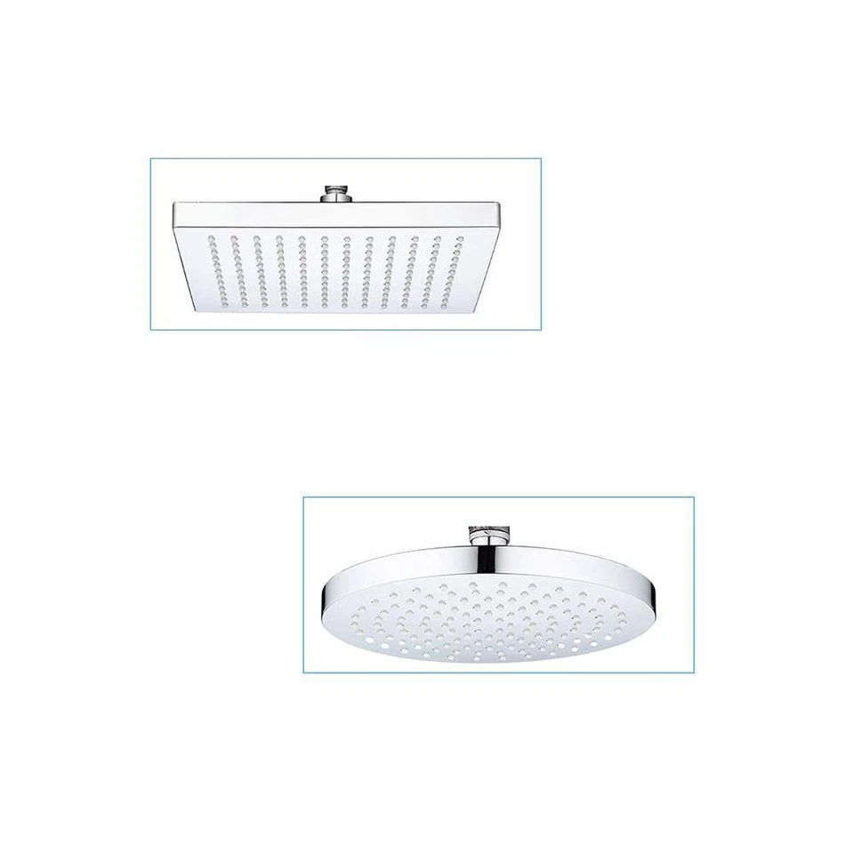 VEEBATH Shower Head Fixed Round Square Chrome 8inch Replacement Waterfall Overhead Kit