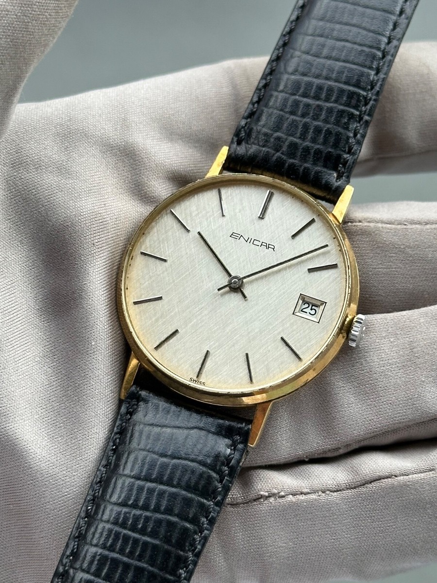 と*し様 ENICAR ゴールド 手巻き アナログ時計 Vintage Enicar Manual-Wind Caliber 112 Gold Plated 33mm Ref. 112