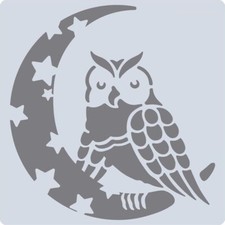 12"x12" Clear Plastic Stencil - Moon Owl SA1166 