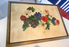 FLORAL WATERCOLOR PRINT BY E.L. BAILEY FRAMED UNDER GLASS 21 1/2" X 15 1/4"
