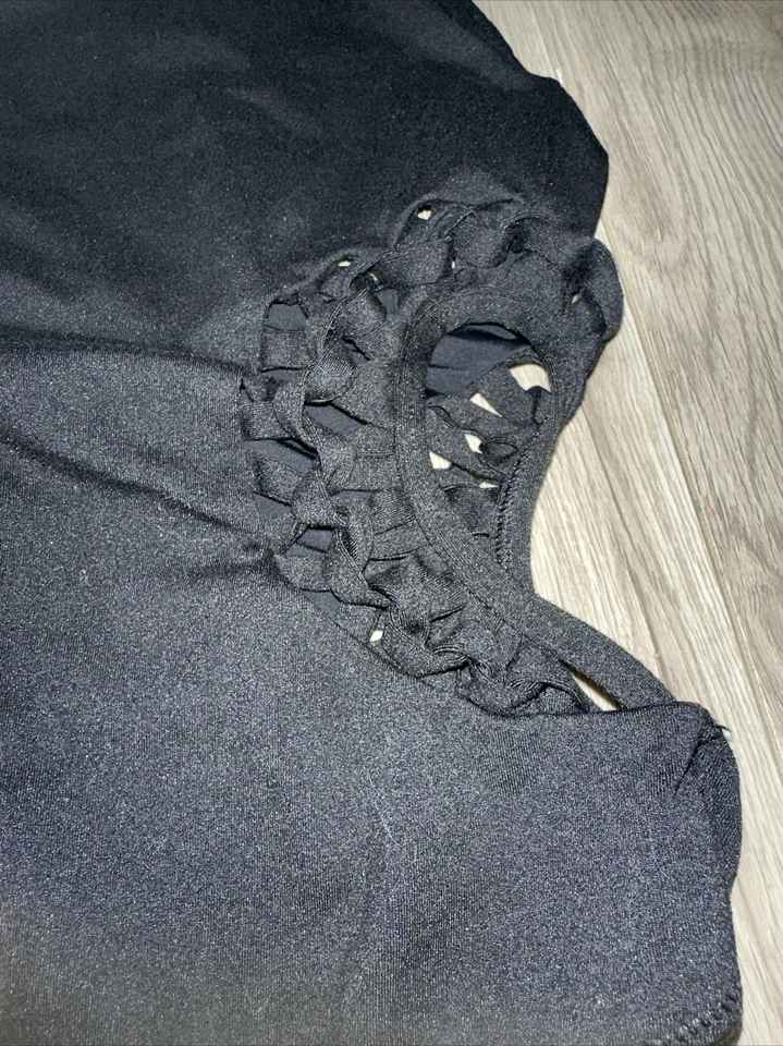 California Kisses Ropa de Baile Niña Leotardo Talla S Corte Lateral Trenzado Negro Foto 2 de 4