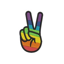 PEACE SIGN iron-on patch WOODSTOCK SUMMER OF LOVE black EMBROIDERED APPLIQUE