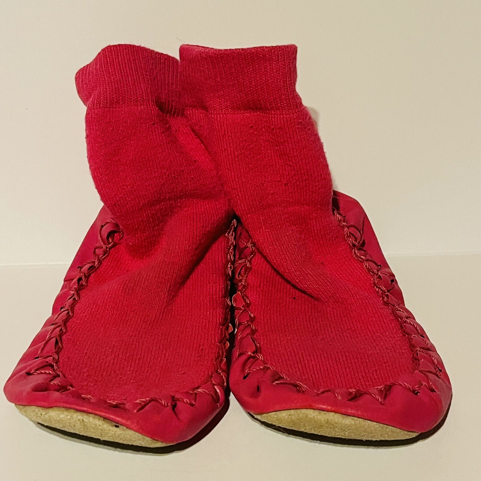 SAOLA Pantofole per bambini Hanna Andersson taglia 10 12 rosa made in Sweden suola in pelle a maglia