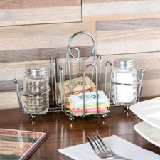 SALT, PEPPER & SUGAR RESTAURANT CONDIMENT/MENU HOLDER METAL WIRE RACK ( ONE )