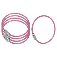 5.9 Inch Wire Keychain Cable, 5 Pack Key Ring Loop, Pink