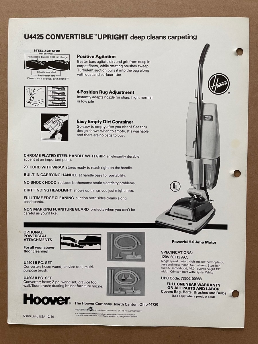 Vintage HOOVER CO N. Canton OH Brochure Pamphlet Vacuum Cleaner