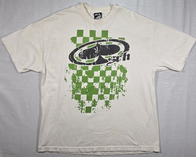Y2K SRH Clothing Graphic Tee White Green Distressed Skate Moto