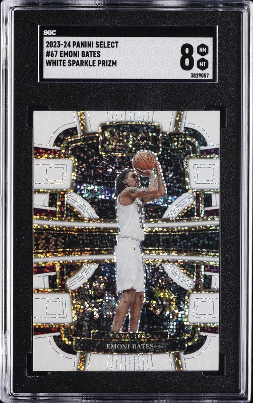 2023-24 PANINI SELECT WHITE SPARKLE PRIZM #67 EMONI BATES ROOKIE RC SGC 8