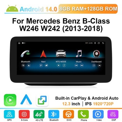 12.3'' Android 14 Autoradio Für Benz B-Klasse W246/W242 NTG5.0 CarPlay 128GB WiFi
