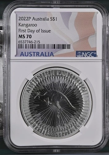 2022 Australia Silver Kangaroo $1 NGC MS70 First Day of Issue – 1 oz .9999 Perth