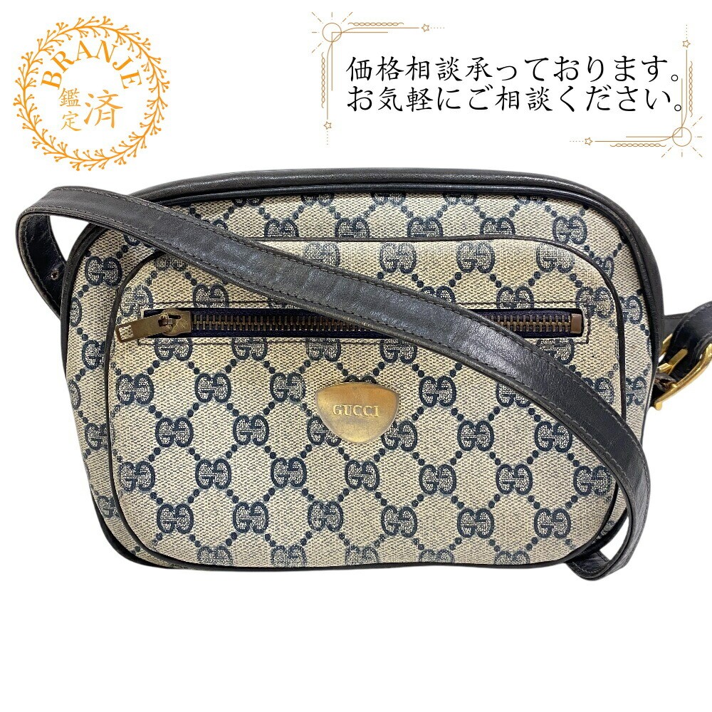 Gucci GG Logo Shoulder Bag Crossbody with Vintage Plate Y0708
