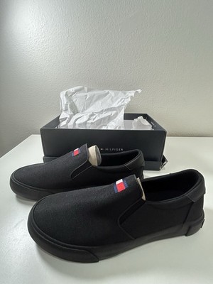 SIZE 8 M) Tommy Hilfiger men s Black Slip On