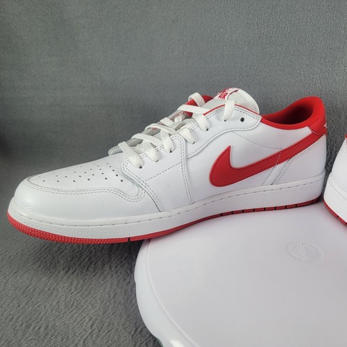 Größe 16 – Herren Nike Air Jordan 1 Retro OG Low Weiß/University Red Sneaker Schuhe - Bild 6 von 18