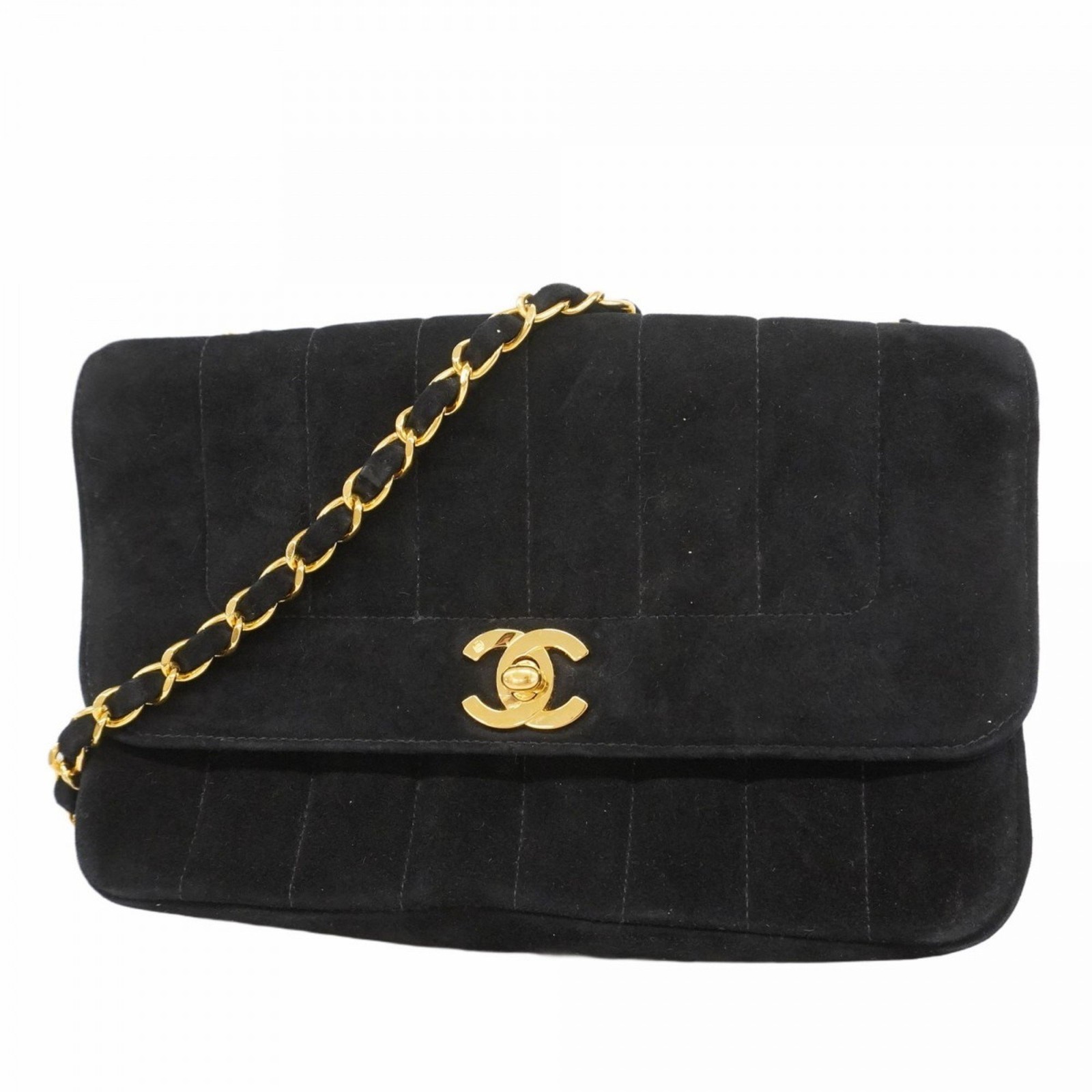 Chanel Shoulder Bag Mademoiselle Chain Suede Black Women's GZl1afgg-image