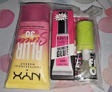 NYX Trio - Fat Oil .16oz, Brow Glue .17oz & Blur Screen Primer SPF30 1oz