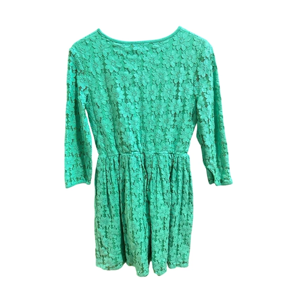 Johnnie B Mini Boden Dress Green Lined Floral Embroidered Overlay Size 16Y Girls - Image 2 of 4