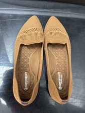 Flatgios Women's Ballet Flats Knitted Round Toe Flat Women's Walking Shoes Tan