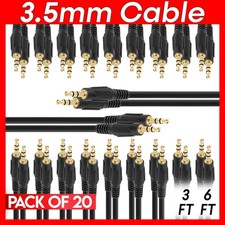 20 Pack 3.5mm Cable Male to Male AUX Cord Stereo Speaker PC Car Auxiliary Cable