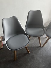 Dining Chair Set 4 Pieces Grey Padded