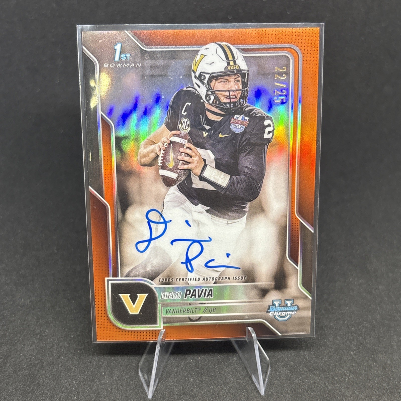 2025 Diego Pavia 1st Bowman Chrome U Orange Refractor Auto /25 #BCA-DPA